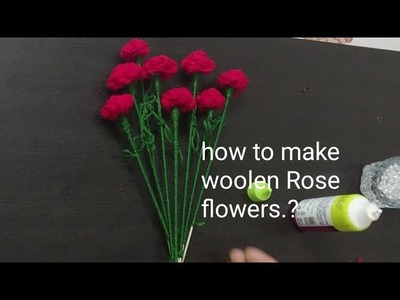 Easy Rose Flower Making Idea with Woolen- Hand embroidery   Amazjng Trick -Sewing Hack