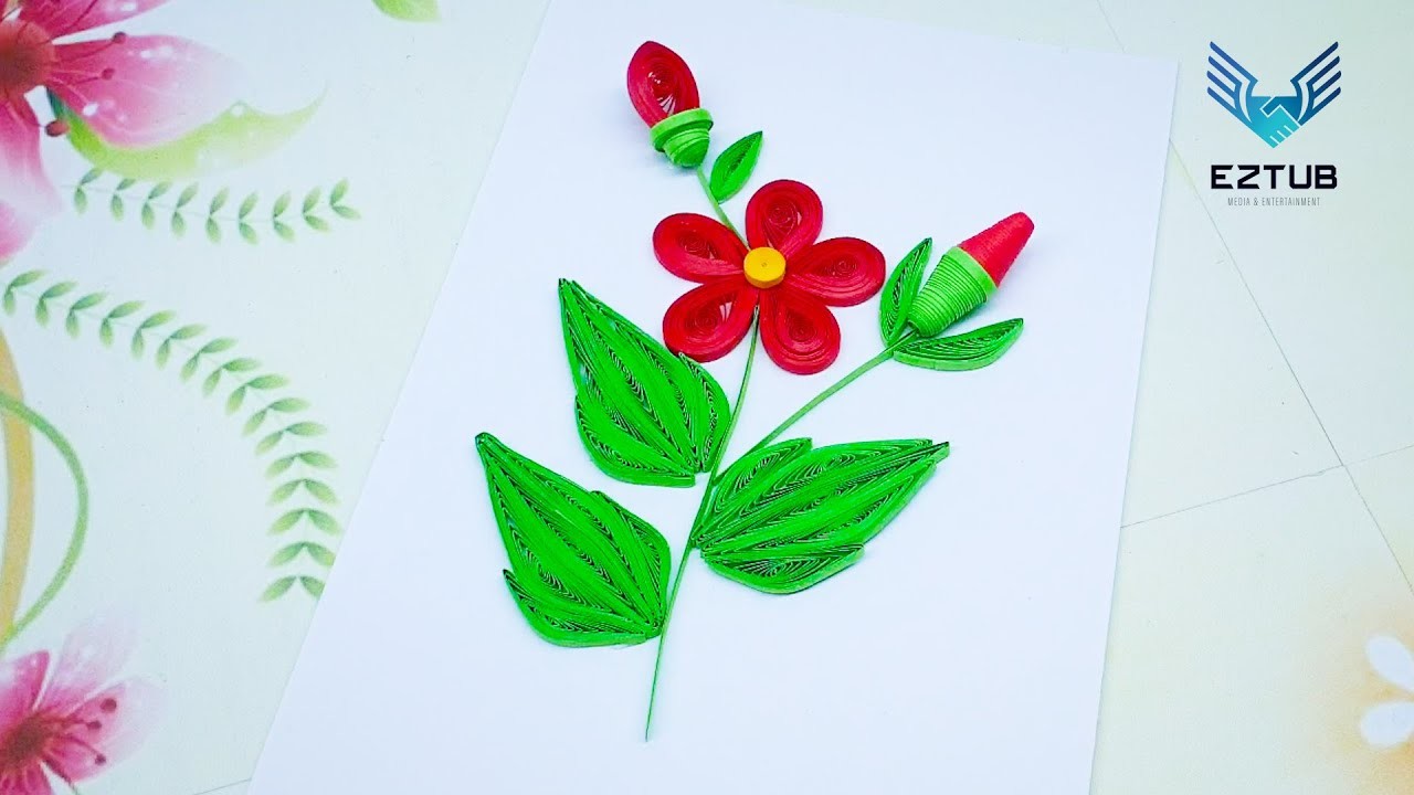 Easy to make red azalea unique from quilling | The Art of Quilling