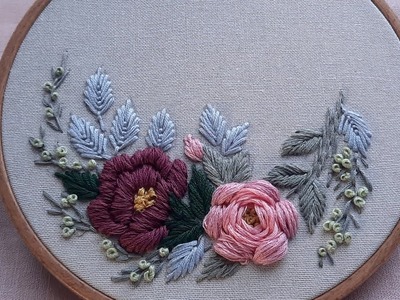 Flower composition - Graceful bouquet - Hand Embroidery for beginners