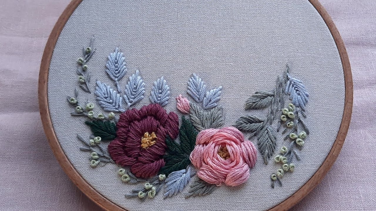 Flower composition - Graceful bouquet - Hand Embroidery for beginners