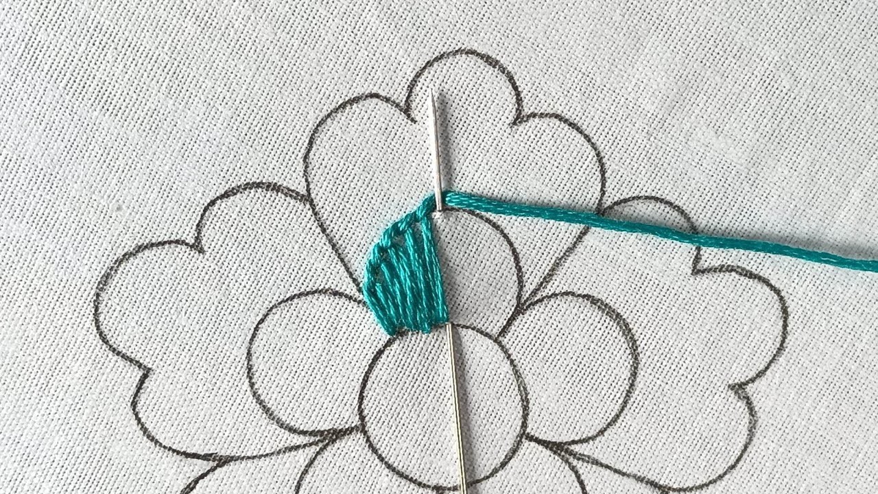 Flower Embroidery Tutorial !!!  Blanket and Chain 2 Stitches Beautiful Flower Hand Embroidery