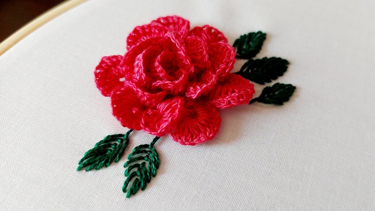 Hand Embroidery 3D Rose????. Hand embroidery roses. 3d flowers #EmbroideryWorld