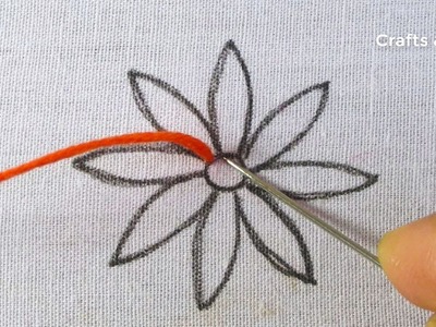 Hand embroidery beautiful flower design lazy daisy super easy flower embroidery tutorial