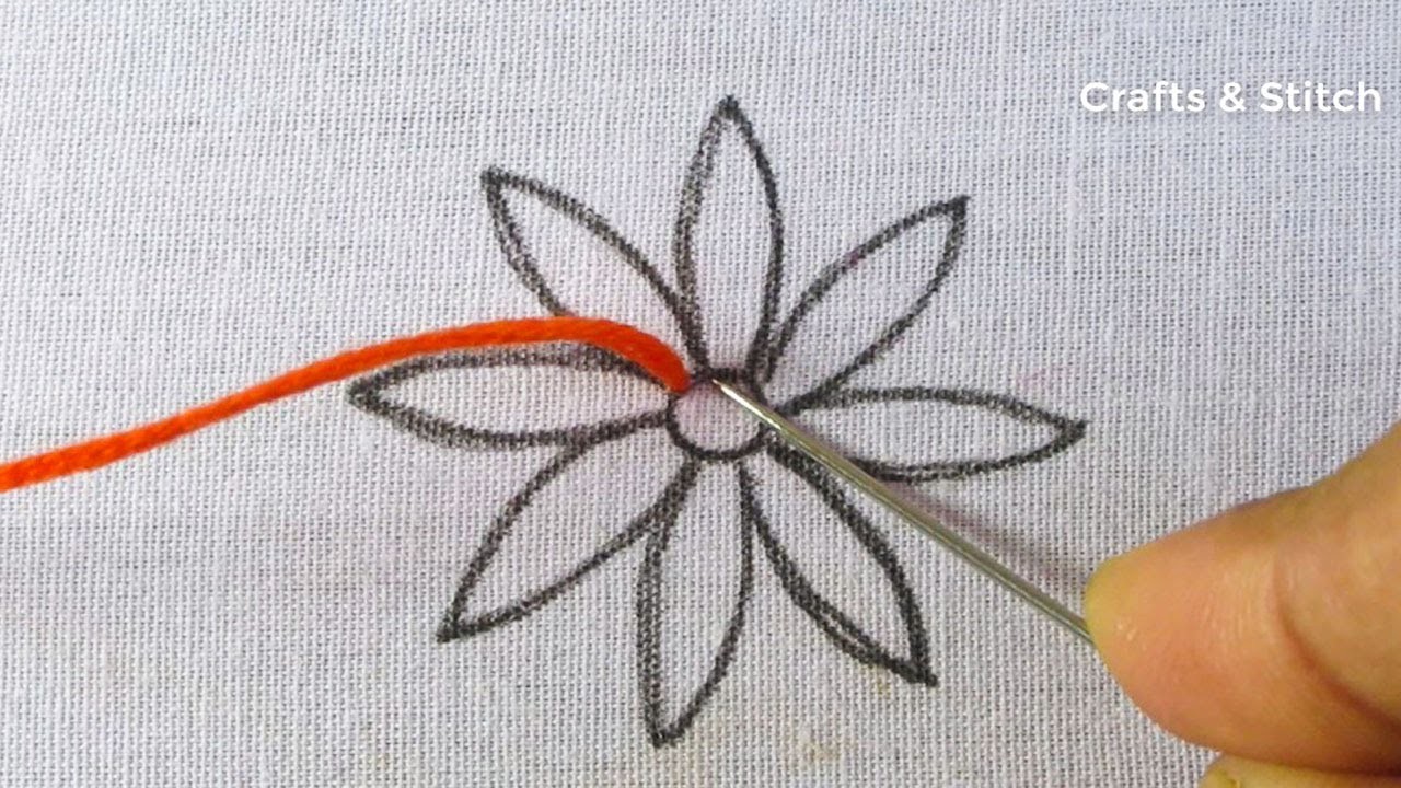 Hand embroidery beautiful flower design lazy daisy super easy flower embroidery tutorial