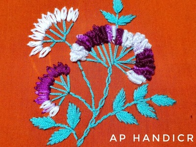 Hand embroidery, Cast on stitch  embroidery design, Flower making using needle, Needle point art