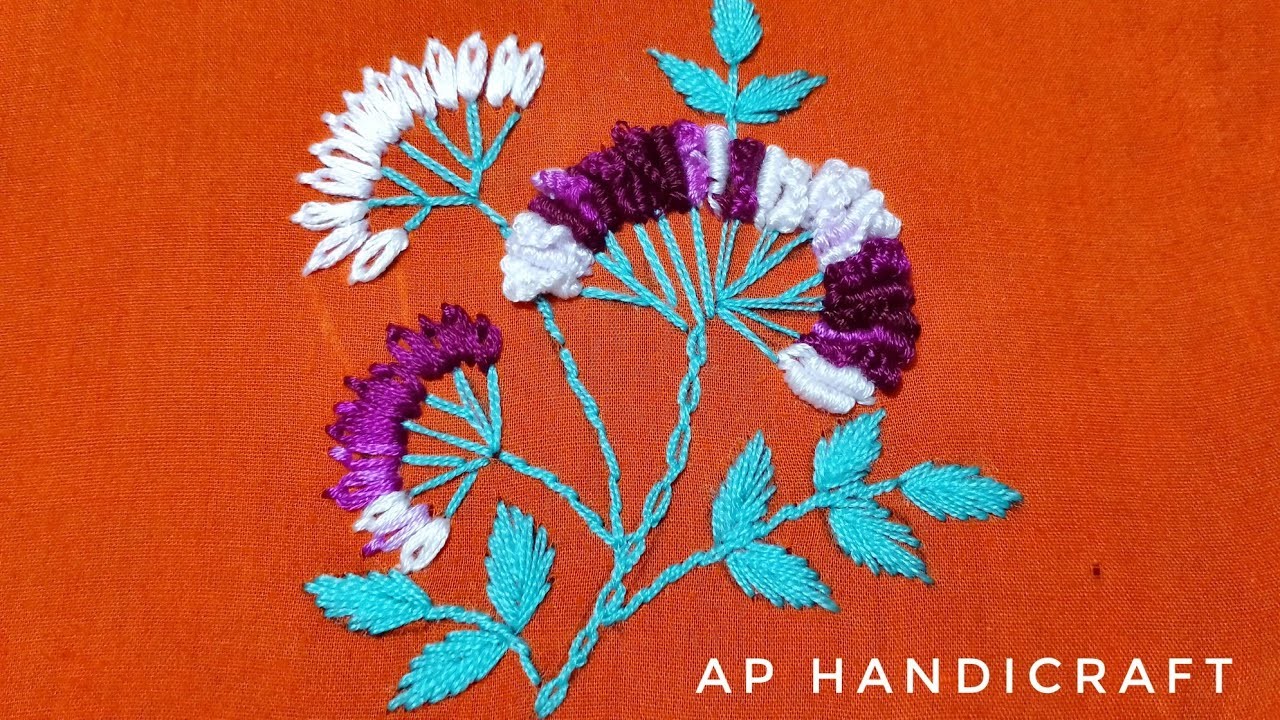 Hand embroidery, Cast on stitch  embroidery design, Flower making using needle, Needle point art