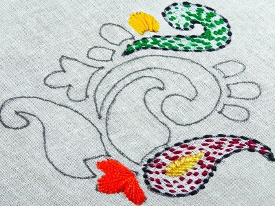 Hand Embroidery Decorative running stitch Needle work sewing tutorial floral design for beginners