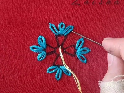 Hand Embroidery Designs: Easy Flower Embroidery for kurti dupatta needle work