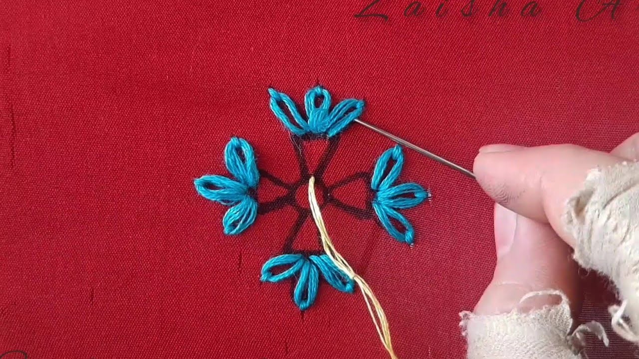 Hand Embroidery Designs: Easy Flower Embroidery for kurti dupatta needle work