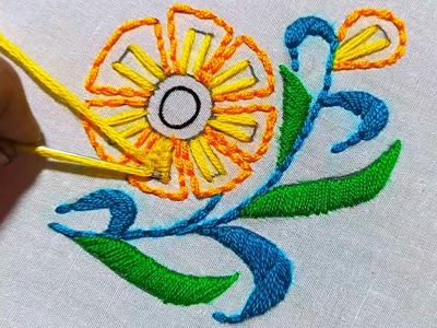 Hand Embroidery Flower Work || Hand Embroidery Flower Designs || Hand Embroidery || Ah Creator 3.0