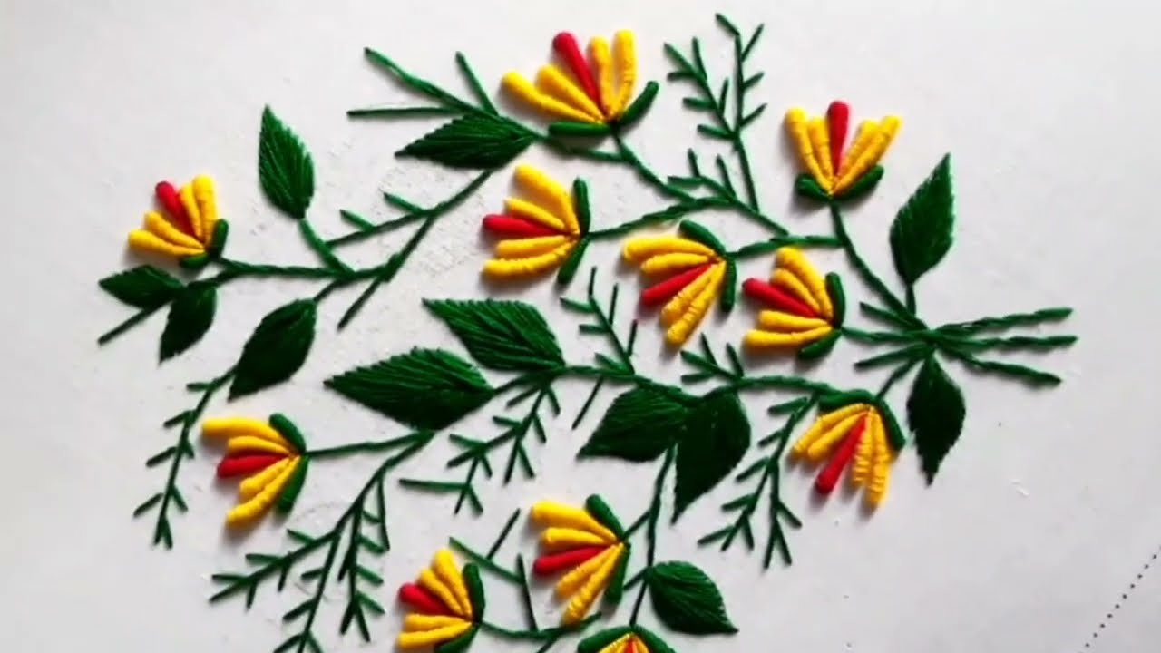 Hand embroidery | Flower embroidery design | Bunch of flowers embroidery | Brazilian embroidery