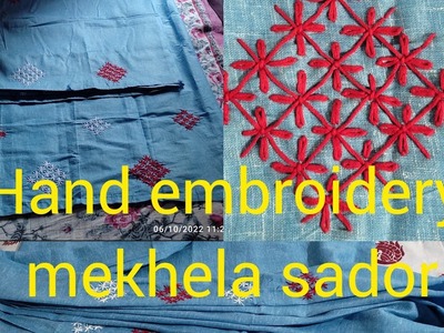 Hand embroidery mekhela sador #khadi cotton#mekhela sador