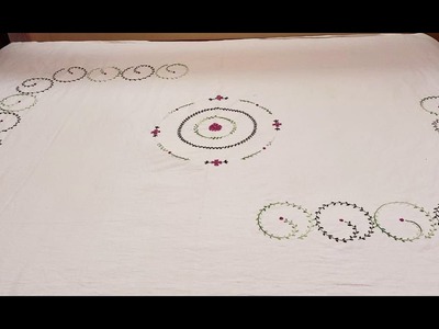 Hand embroidery on bedsheet. #embroidery #handembroidery