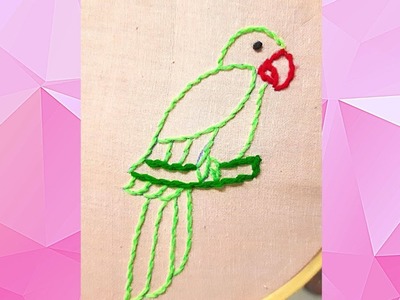Hand embroidery parrot design. beautiful hand embroidery parrot design stitch. ????????