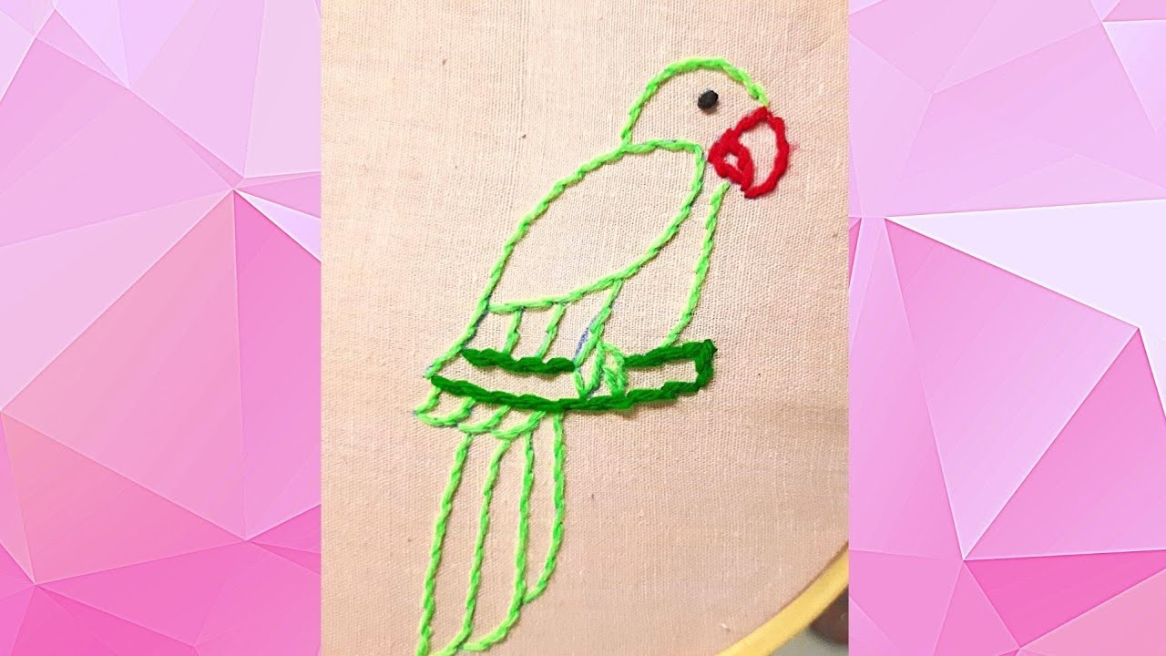 Hand embroidery parrot design. beautiful hand embroidery parrot design stitch. ????????