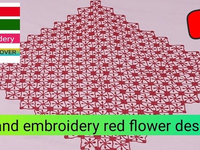 Hand embroidery red flower design! #embroidery #handembroidery #embroiderydesign