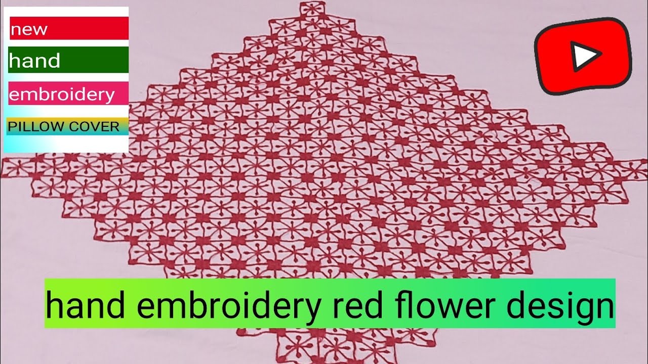 Hand embroidery red flower design! #embroidery #handembroidery #embroiderydesign