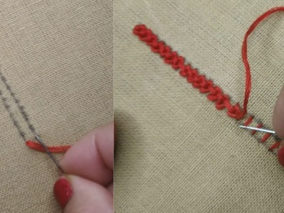 Hand Embroidery tutorial of Raised Chain Stitch Band for beginners | Hand Embroidery designs