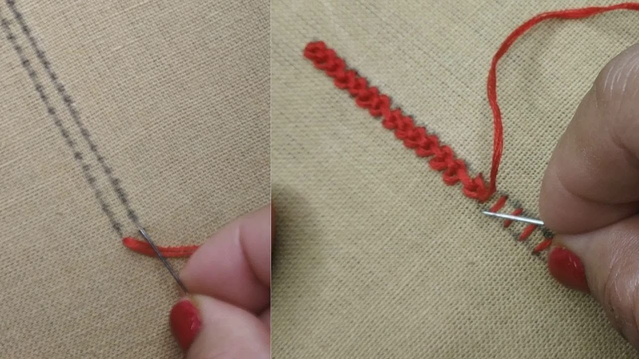 Hand Embroidery tutorial of Raised Chain Stitch Band for beginners | Hand Embroidery designs