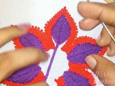 HAND EMBROIDERY - Unique Flower Design | Super Easy Colourful Design | Fish Bone Stitch Petals