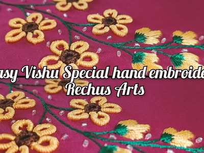 Hand embroidery, Vishu design, Beautiful customised neckline