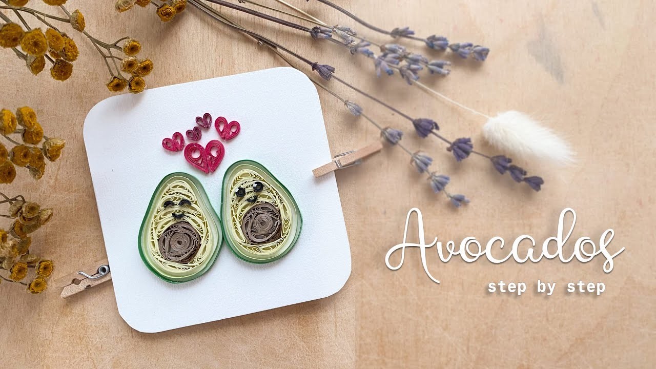 How I make Paper Quilling Avocado - Quilling Pattern - Love card #quilling - DIY