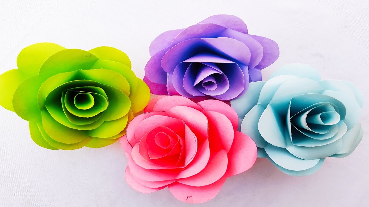 How to make Realistic | Easy paper Roses | Paper flower DIY| Rose flower making |