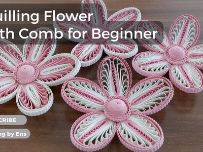 How to quill Flower using Comb for Beginner #filigree #paperflower #basteln #handmade #quilling