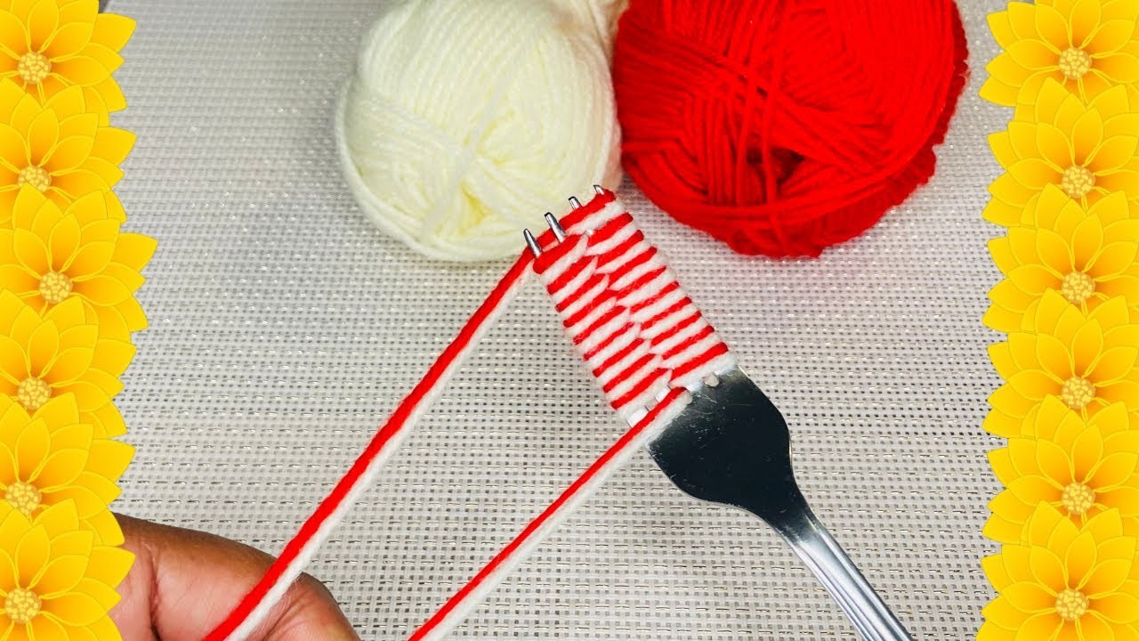 I made beautiful #Woolen Yarn Flower with Fork | Easy Hand #Embroidery Flower Tutorial