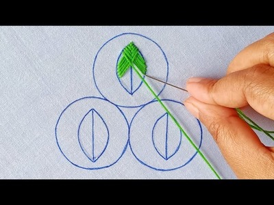 Leaf Embroidery !!! 3 Leaf Fishbone Feather Lazy Daisy Stitch Hand Embroidery Tutorial by Rup Handic