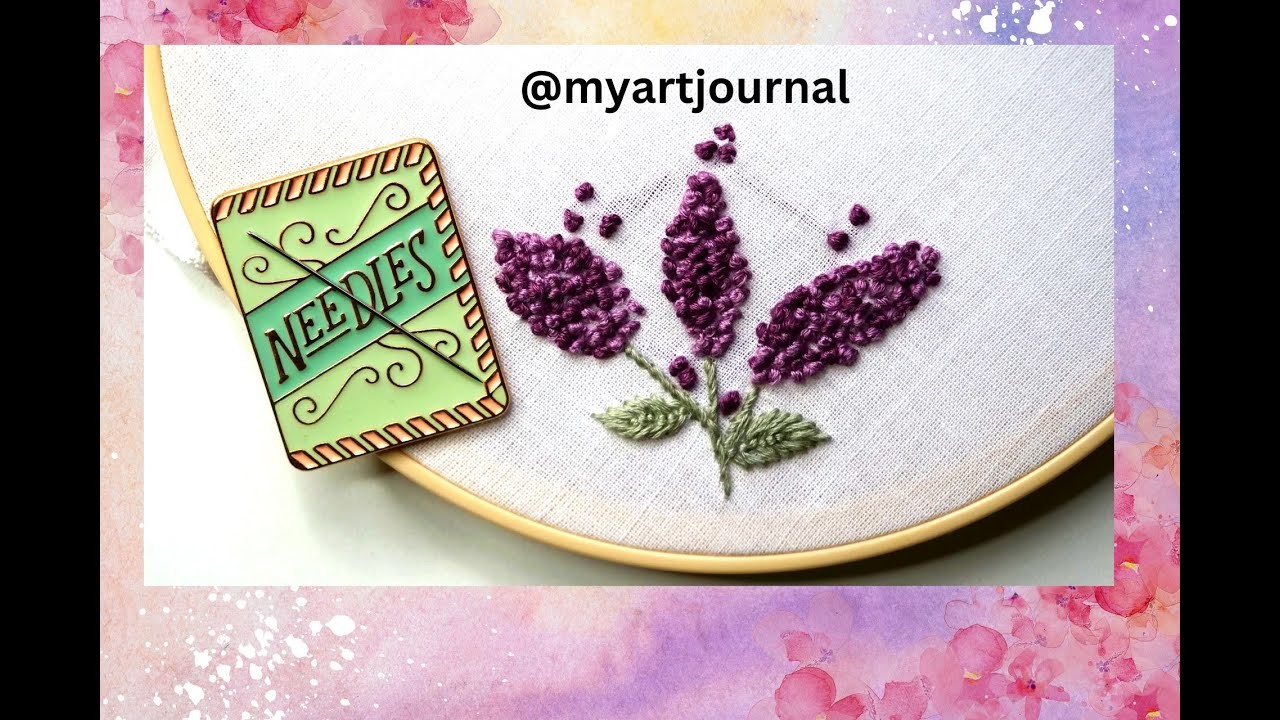 Learn to hand embroidery LILAC flower with french knots (small, simple, and easy embroidery design)
