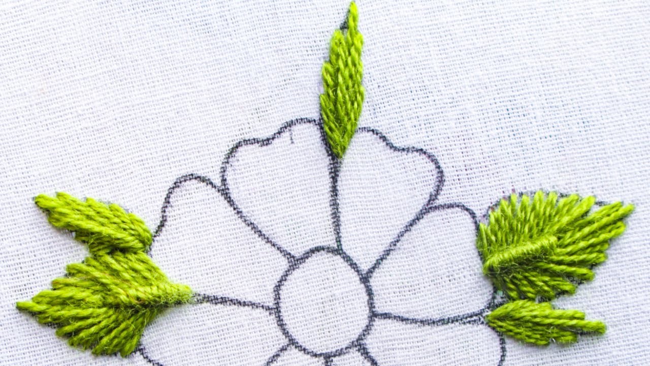 New hand embroidery decorative stitch needle work flower design with easy following tutorial