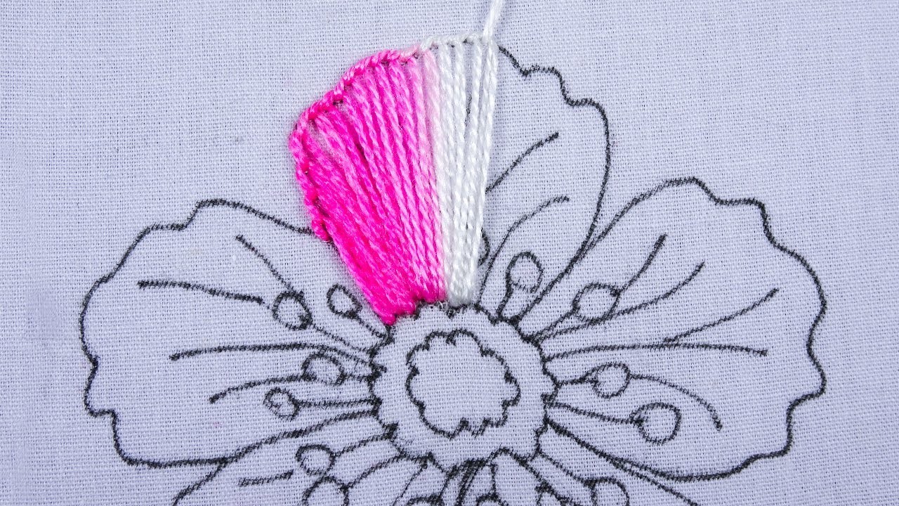 New Hand Embroidery Modern Needle sewing Buttonhole & Bullion stitch combine floral design
