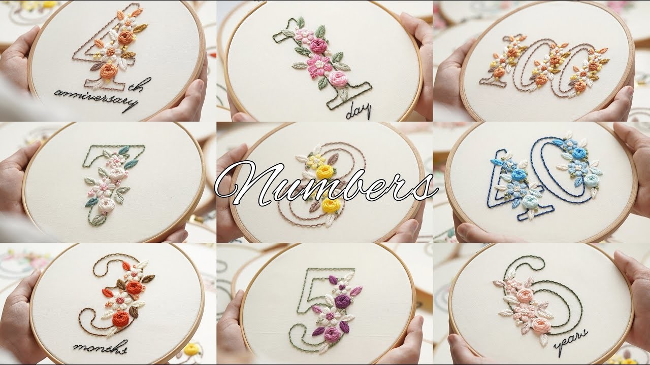 Numbers-PDF Patterns (0-100).embroidery tutorial for beginners.simple embroidery design