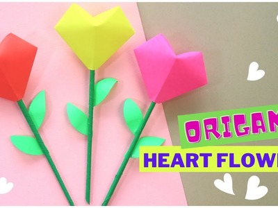 Origami 3D Heart Flowers Tutorial