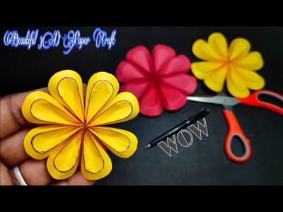 Origami Paper Flower | Paper Cutting Art 3d Easy | Paper Flower Craft | Pepar Dizain | Sundar Crafts