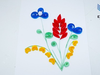 Quilling basic tigon flower blue ,red leaves tutorial | DIY Quilling Easy