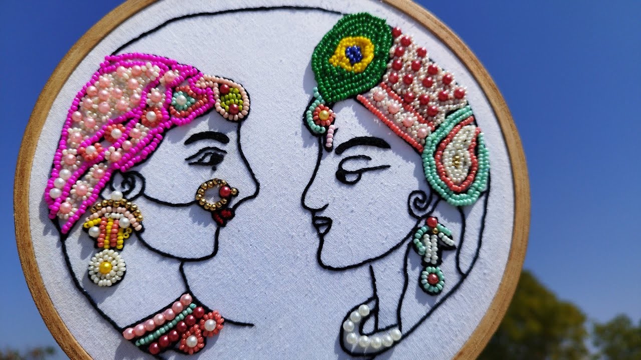 Radha krishna hand embroidery | how to do Radha and krishna embroidery|