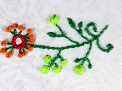 RED GREEN Branch of a Tree | Hand Embroidery Design |