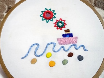 Ship Design, Basic Stitches And Mirror Embroidery, Easy Hand Embroidery