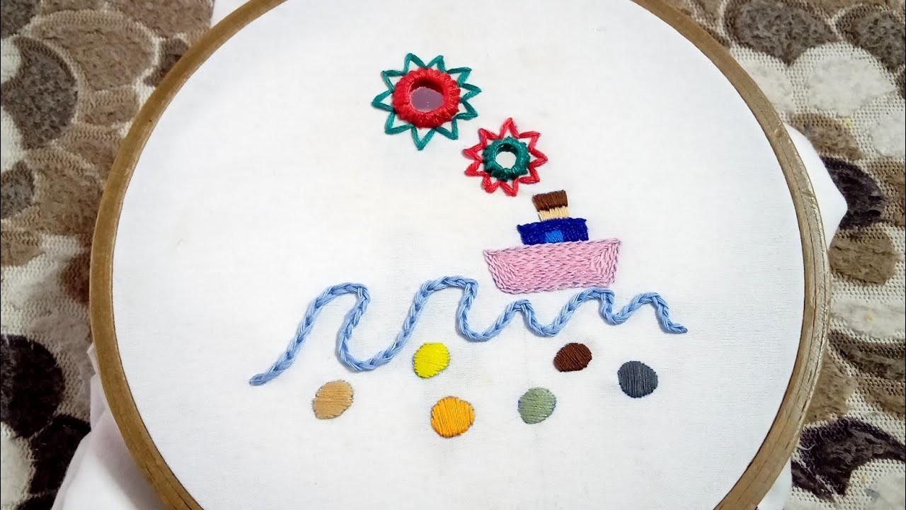 Ship Design, Basic Stitches And Mirror Embroidery, Easy Hand Embroidery
