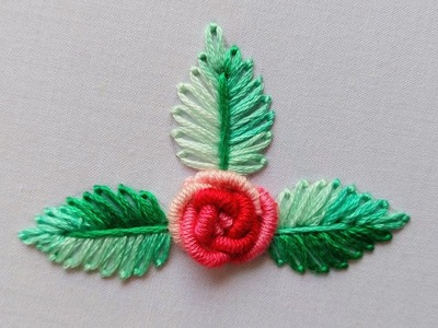 Simple and easy Hand embroidery design. Lazy Daisy stitch. Bullion knot Stitch