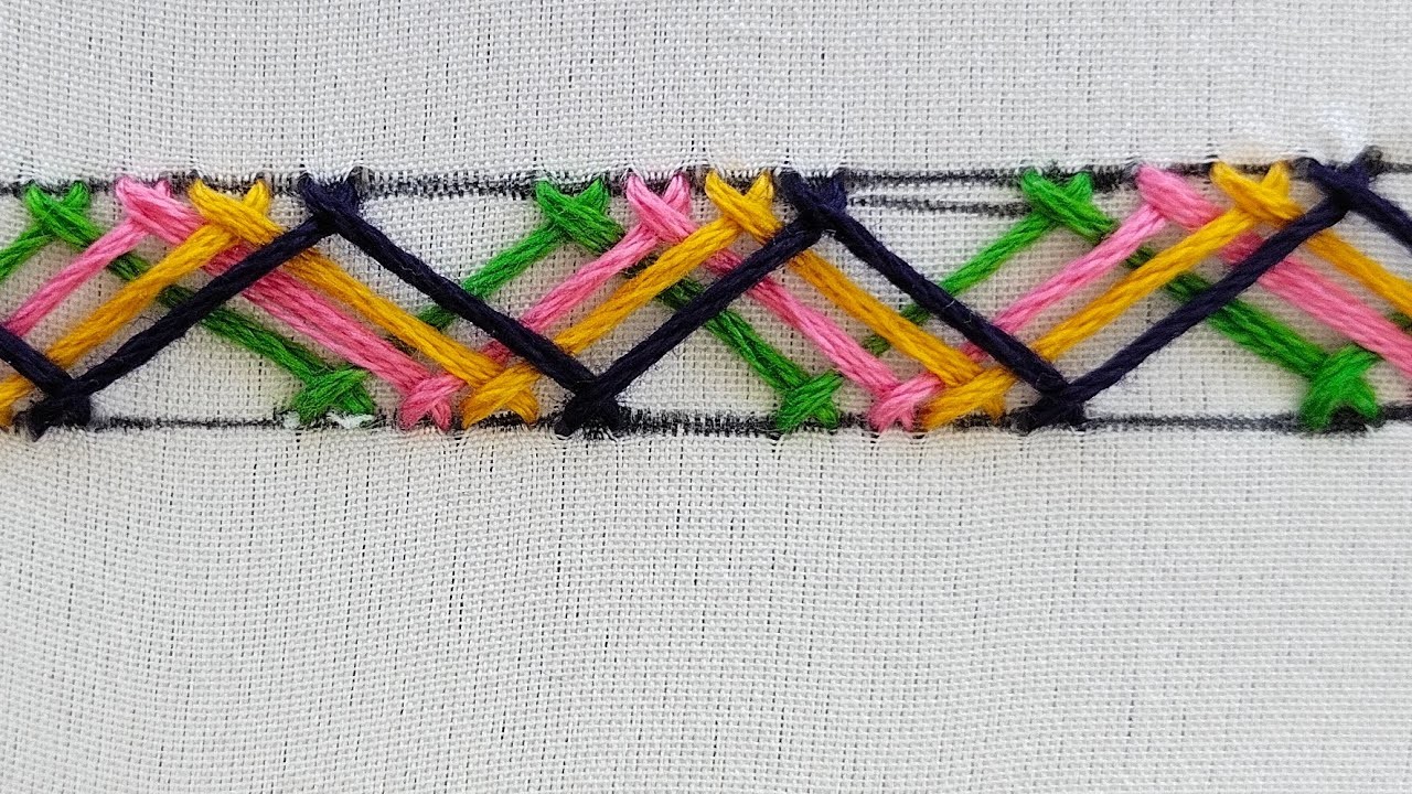 Simple border line design for dress using. Hand embroidery stitches????☺️