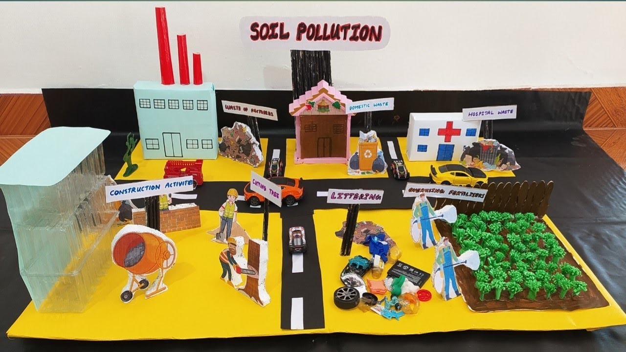 ???? Soil Pollution Excibition Model | School Excibition Ideas 2023 | Land Pollution 3D Model Project's