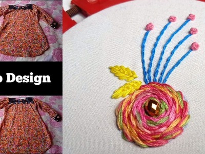Stem Stitch Flower Very Easy & Beautiful, Hand Embroidery Rose Flower Design