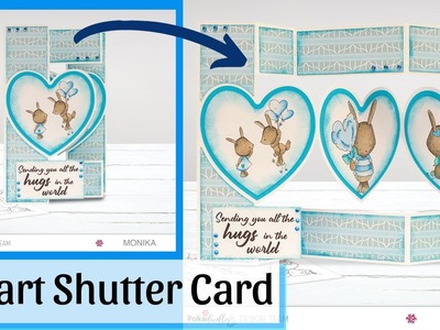 Unique Heart Shutter Card for Valentine's Day using LOVE ALWAYS collection   DT #polkadoodles