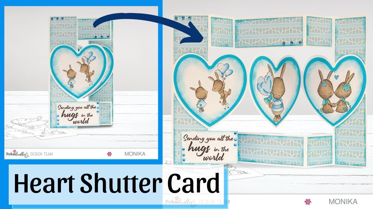 Unique Heart Shutter Card for Valentine's Day using LOVE ALWAYS collection   DT #polkadoodles