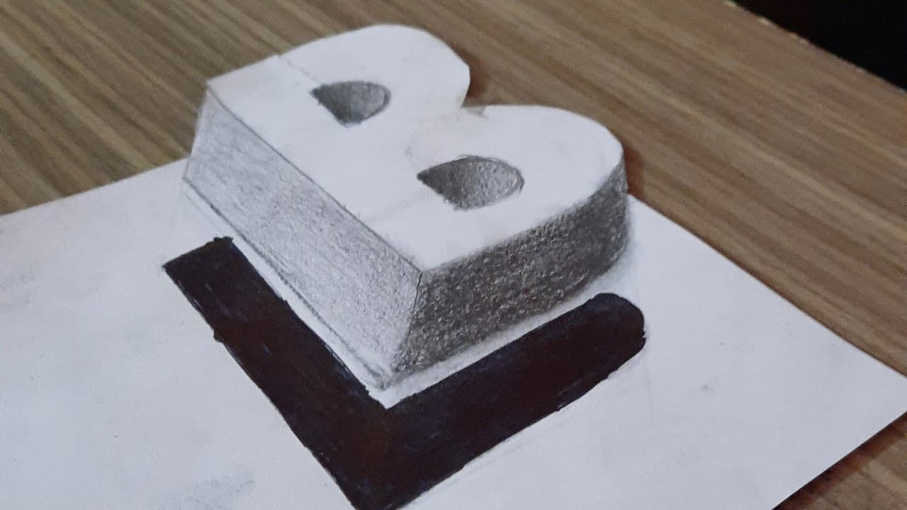 Very Easy!! ????How To Drawing 3D Floating Letter "B" - 3D Trick Art on paper