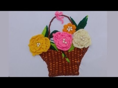 Wonderful a basket of crochet flowers and hand embroidery