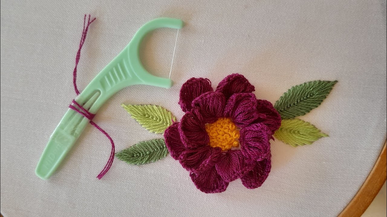 You can sew beautiful embroidery with simple tools.hand embroidery stitches.embroidery 3d flower
